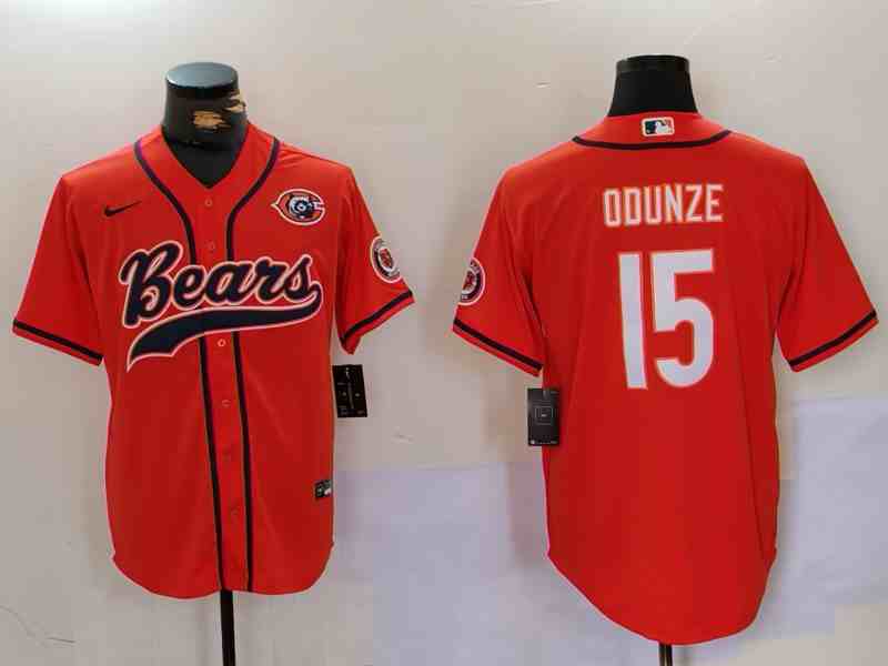 Men's Chicago Bears #15 Rome Odunze Orange Throwback With Patch Cool Base Stitched Baseball Jersey