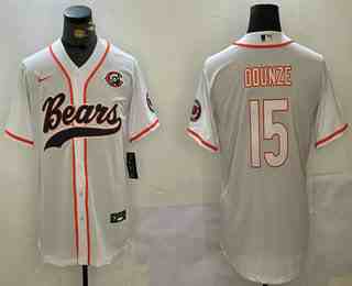 Men's Chicago Bears #15 Rome Odunze White Throwback With Patch Cool Base Stitched Baseball Jersey