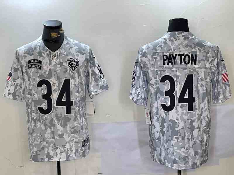 Men's Chicago Bears #34 Walter Payton 2024 Arctic Camo Salute To Service Limited Stitched Football Jersey