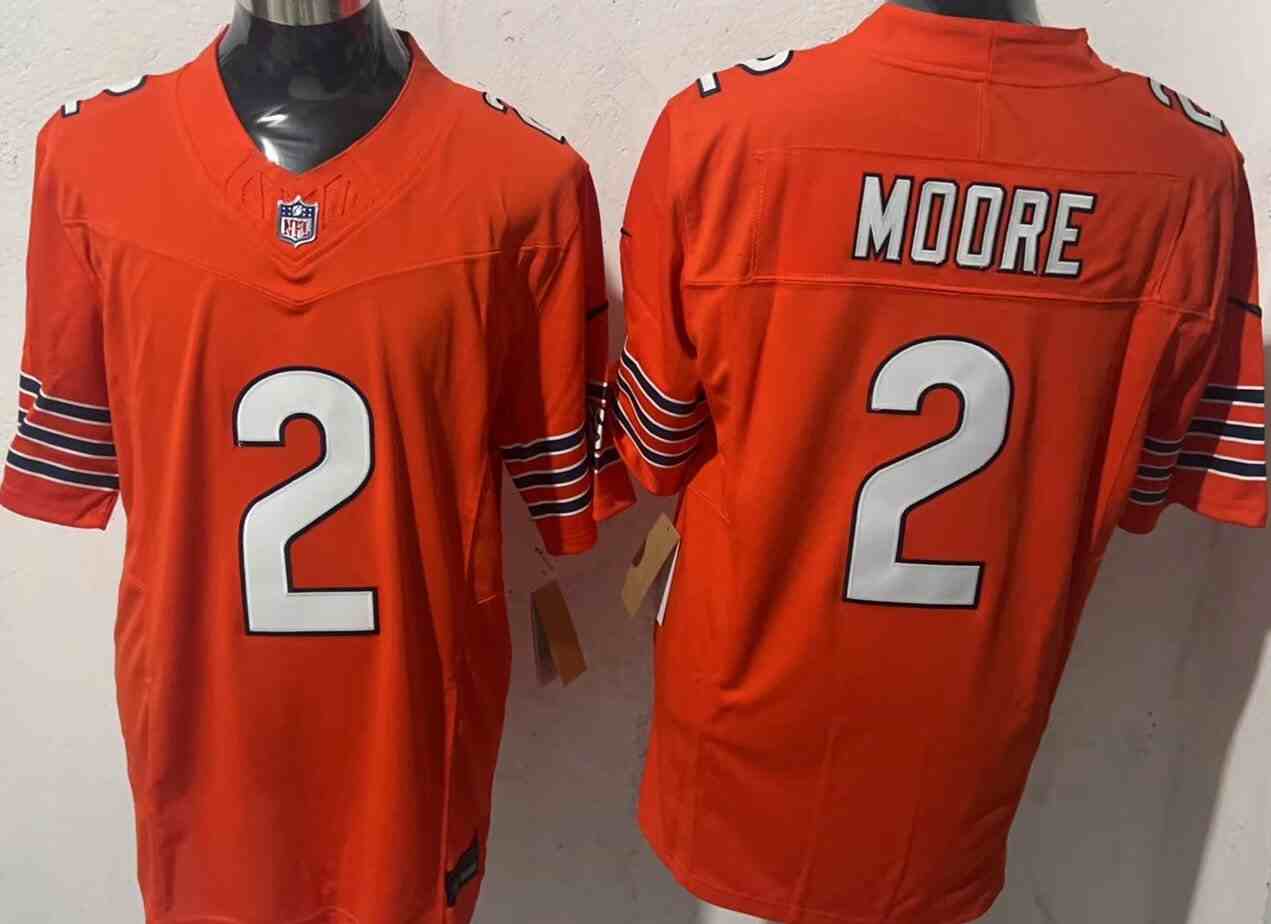 Men's Chicago Bears #2 D.J. Moore Orange  F.U.S.E. Vapor Untouchable Limited Stitched Football Jersey