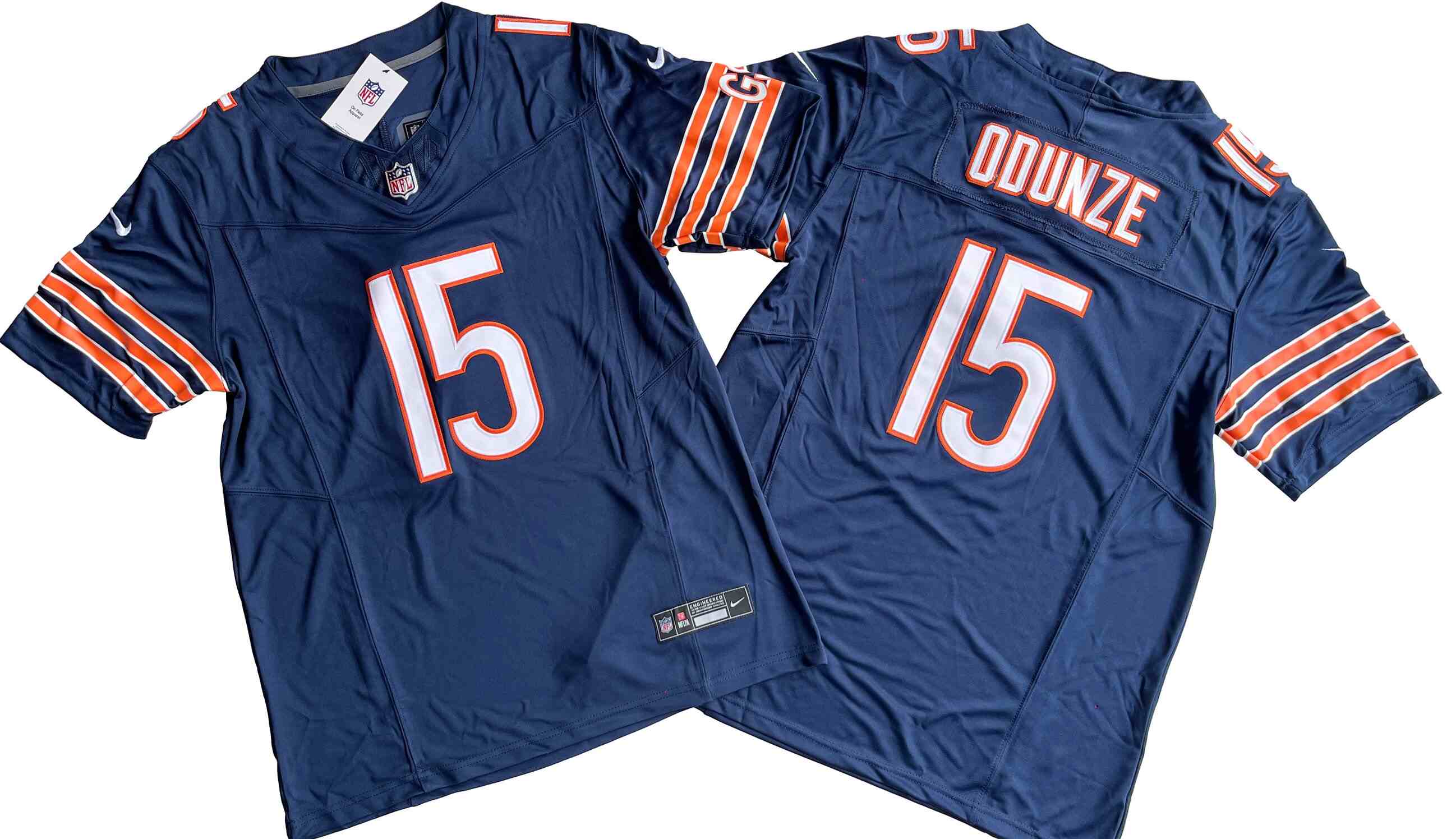 Men's Chicago Bears #15 Rome Odunze Navy 2024 Draft F.U.S.E. Vapor Stitched Football Jersey