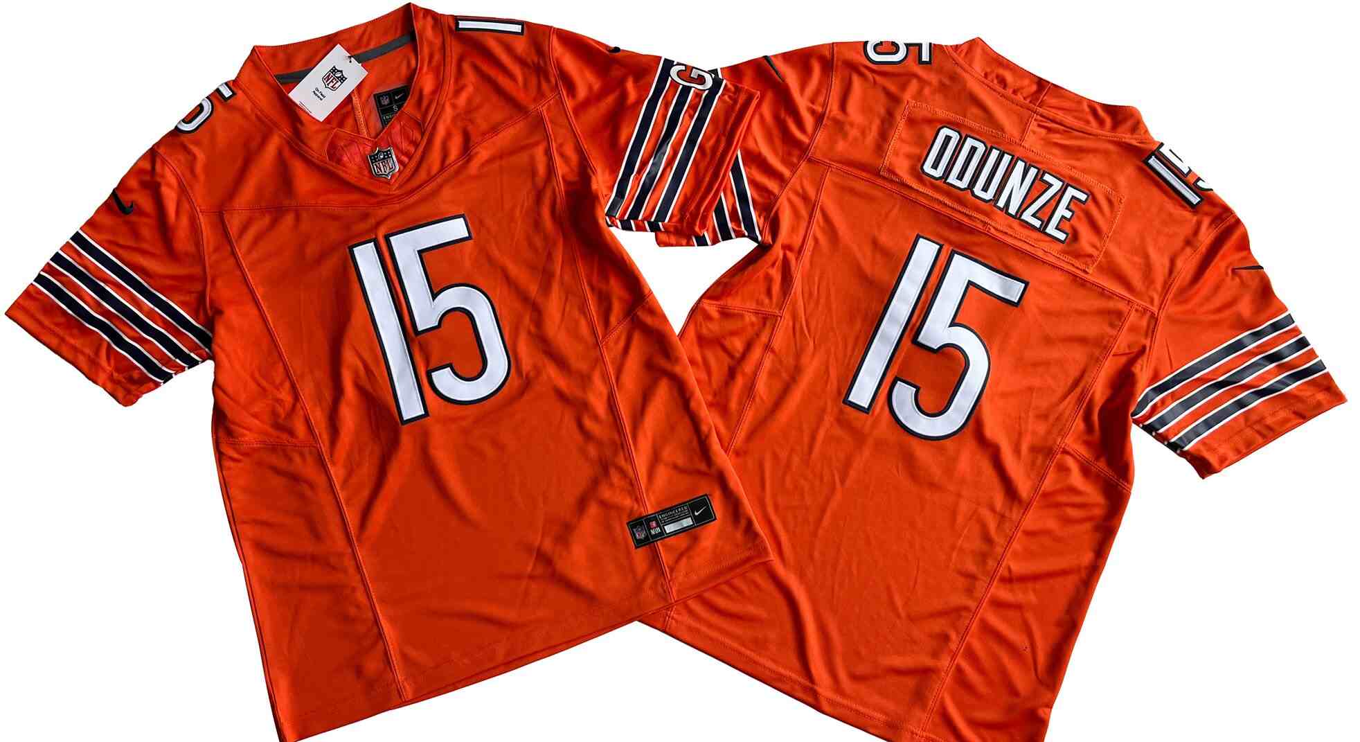 Men's Chicago Bears #15 Rome Odunze Orange 2024 Draft F.U.S.E. Vapor Stitched Football Jersey