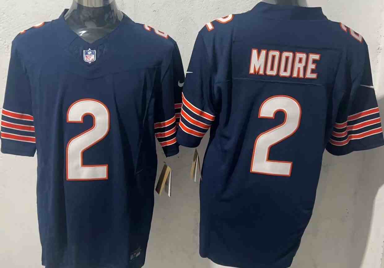 Men's Chicago Bears #2 D.J. Moore Navy  F.U.S.E. Vapor Untouchable Limited Stitched Football Jersey