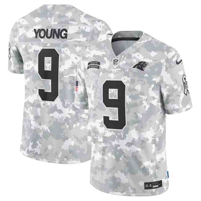 Men's Carolina Panthers #9 Bryce Young 2024 F.U.S.E Arctic Camo Salute To Service Limited Stitched Football Jersey