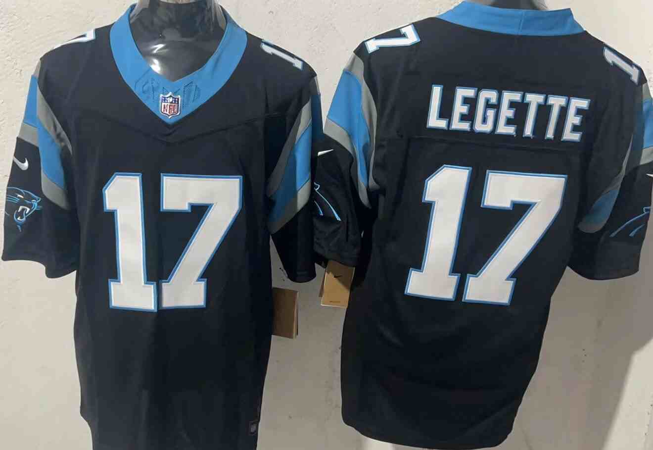 Men's Carolina Panthers #17 Xavier Legette Black  Draft F.U.S.E. Vapor Limited Football Stitched Jersey