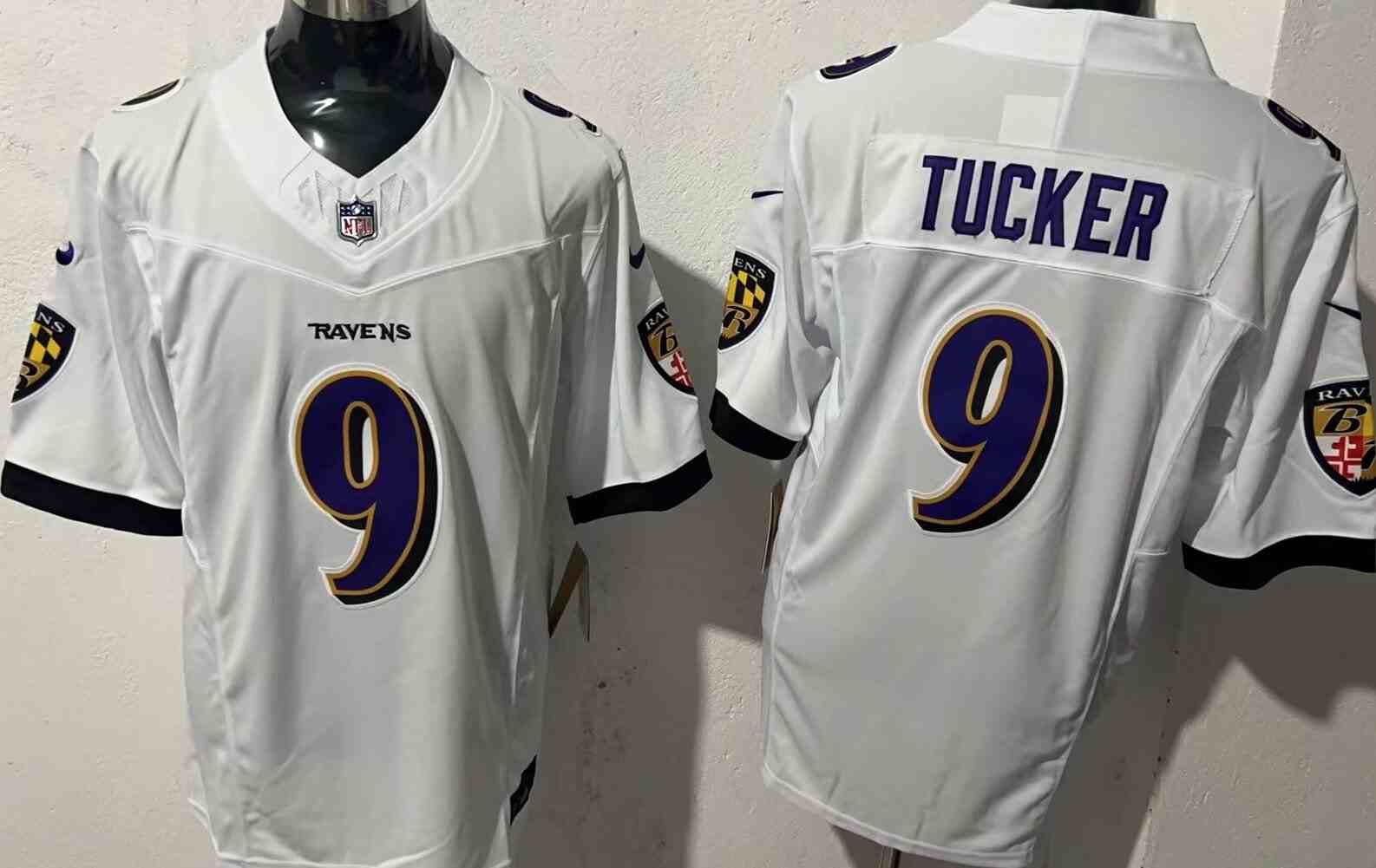 Men's Baltimore Ravens #9 Justin Tucker F.U.S.E. White Vapor Limited Football Stitched Jersey