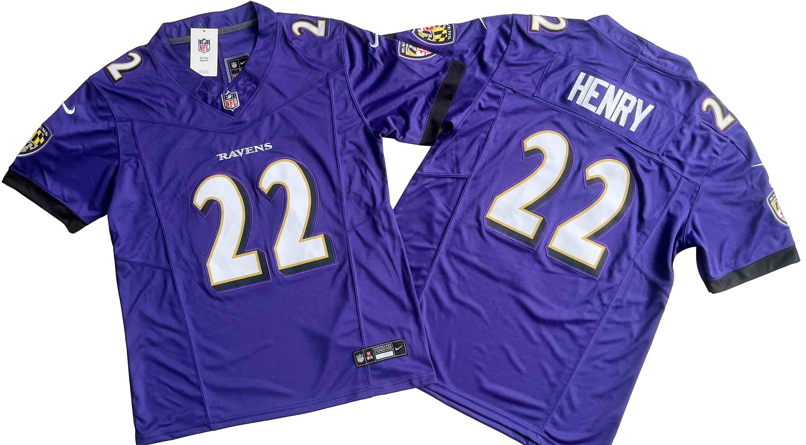 Men's Baltimore Ravens #22 Derrick Henry Purple F.U.S.E. Vapor Limited Football Stitched Jersey