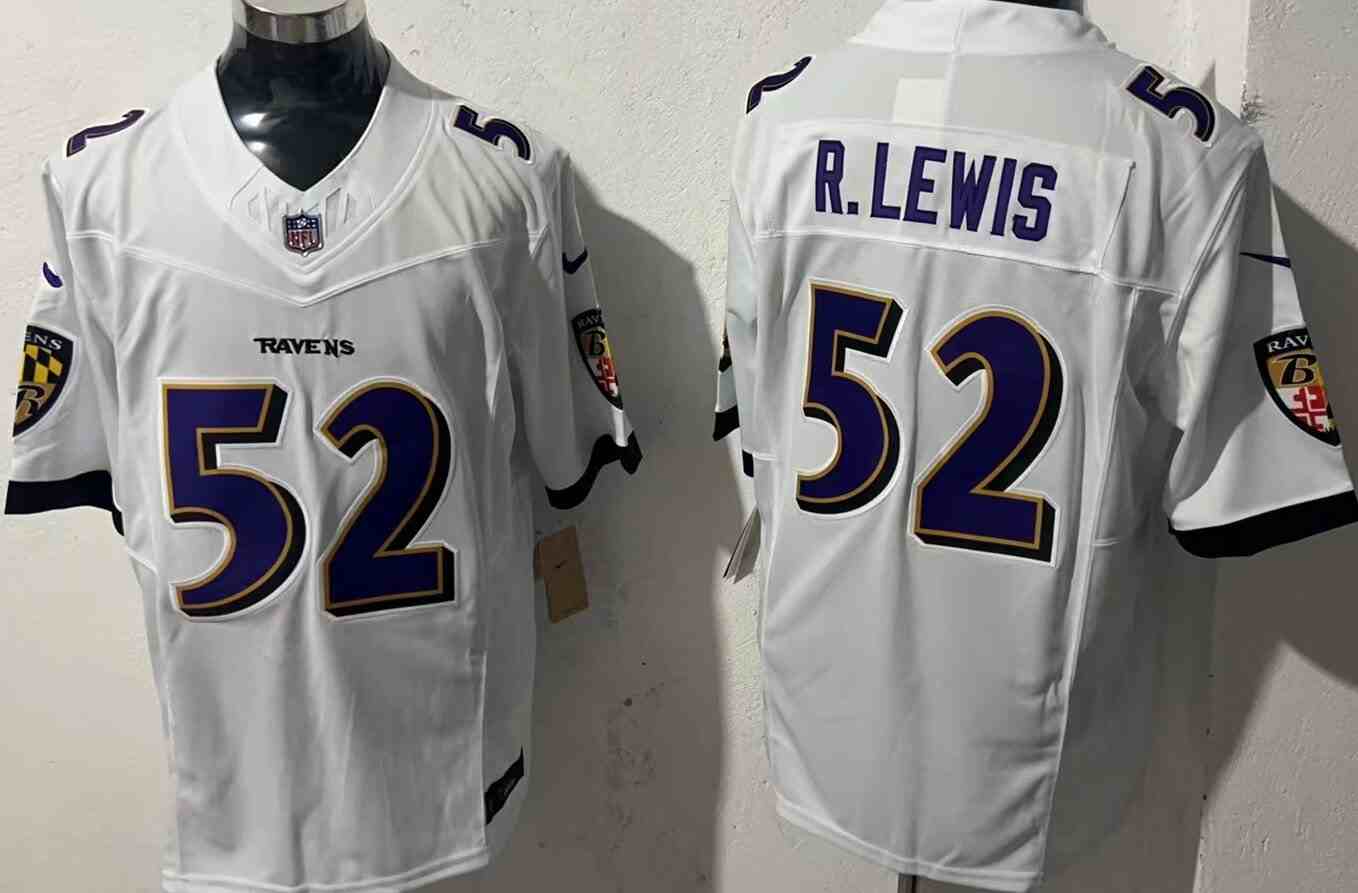 Men's Baltimore Ravens #52  Ray Lewis  F.U.S.E. White Vapor Limited Football Stitched Jersey