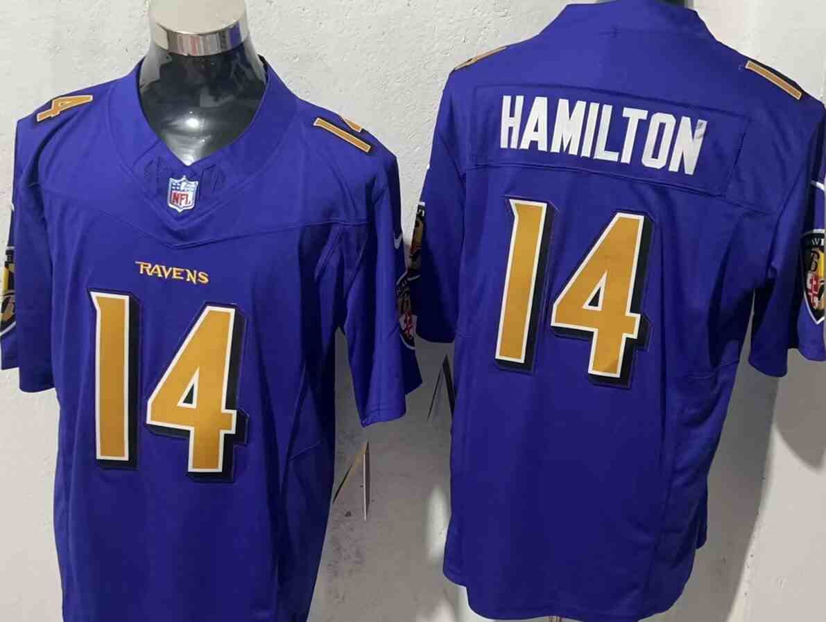 Men's Baltimore Ravens #14   Kyle Hamilton Purple  F.U.S.E. Limited Football Jersey