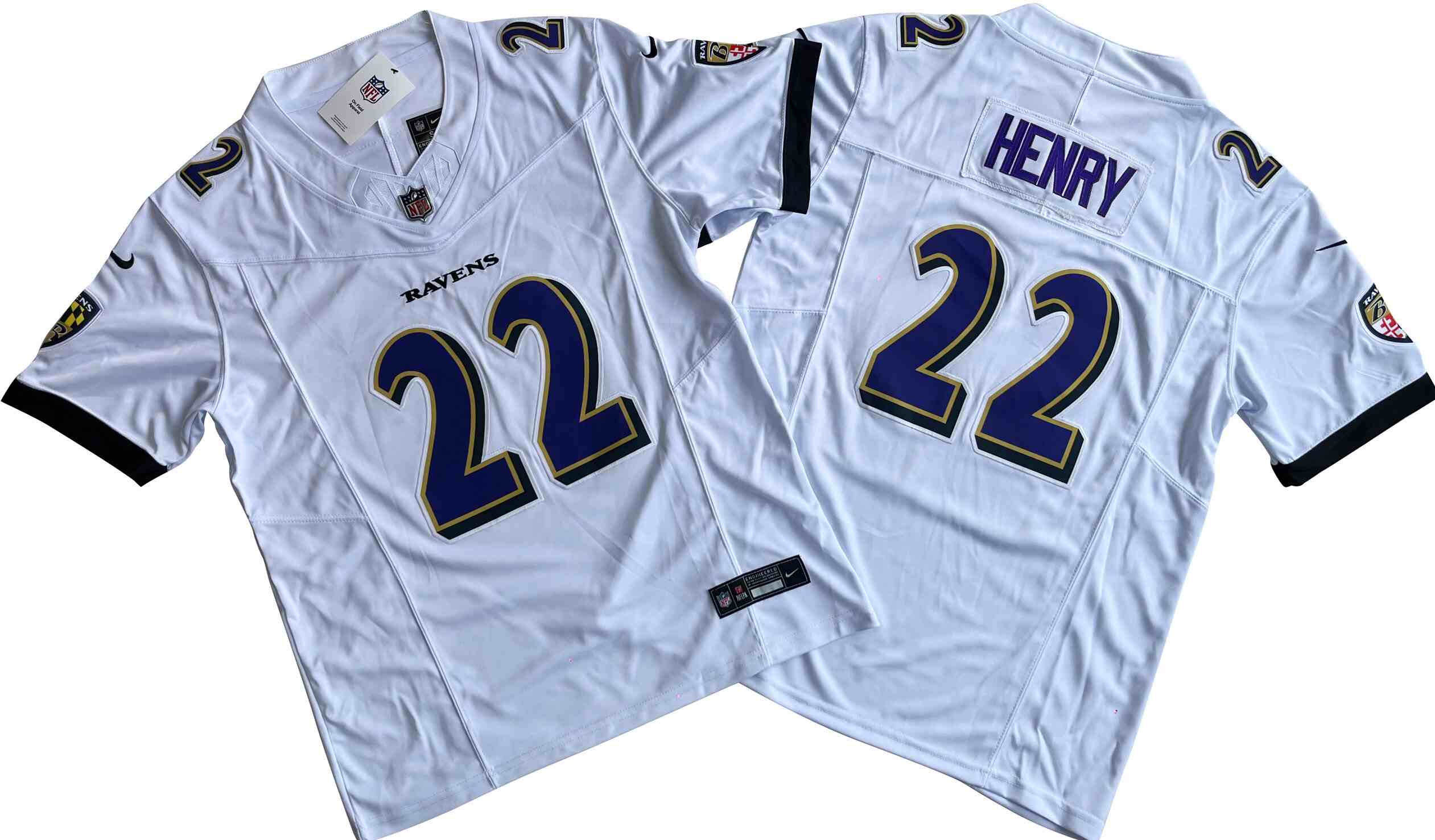 Men's Baltimore Ravens #22 Derrick Henry  F.U.S.E. White Vapor Limited Football Stitched Jersey