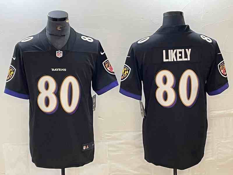 Men's Baltimore Ravens #80 Isaiah Likely Black Vapor Limited Football Stitched Jersey