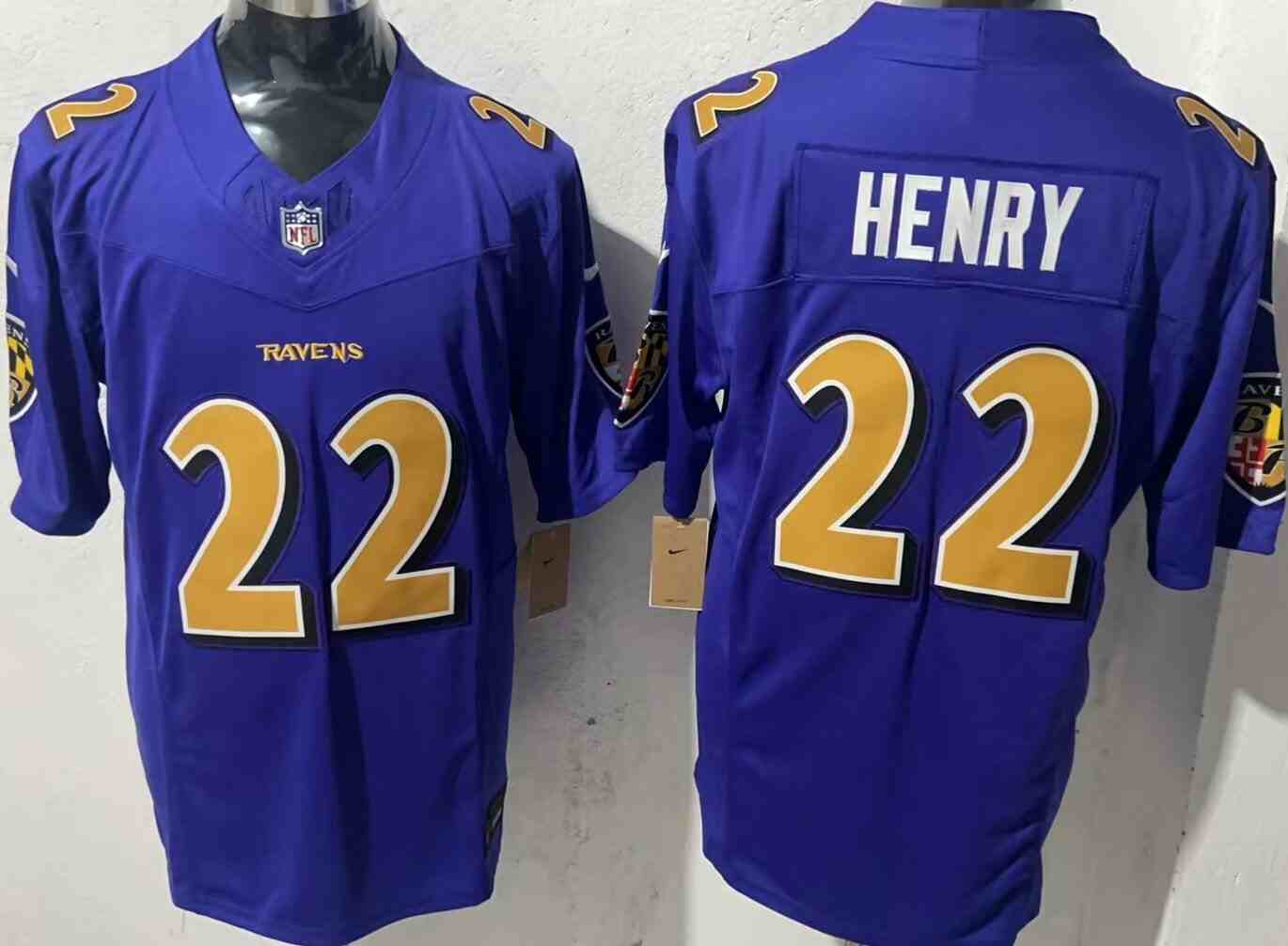 Men's Baltimore Ravens #22 Derrick Henry Purple F.U.S.E.  Limited Football Stitched Jersey