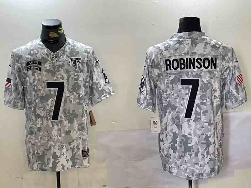 Men's Atlanta Falcons #7 Bijan Robinson 2024 Arctic Camo Salute To Service Limited Stitched Football Jersey