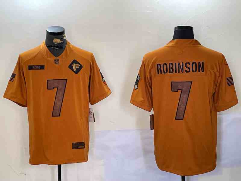 Men's Atlanta Falcons #7 Bijan Robinson 2023 Brown Salute To Setvice Limited Football Stitched Jersey