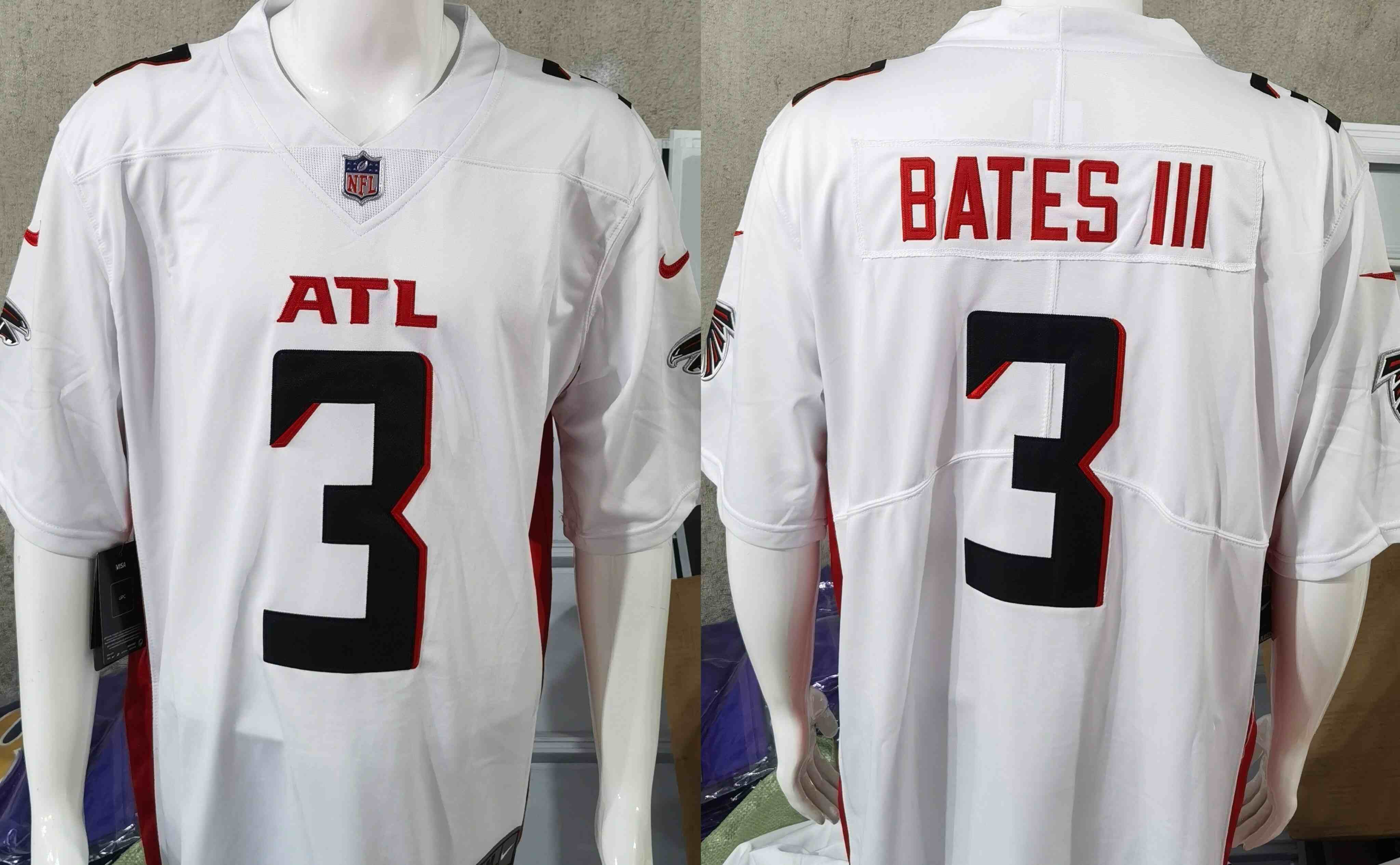 Men's Atlanta Falcons #3 Jessie Bates III White Vapor Untouchable Limited Stitched Football Jersey