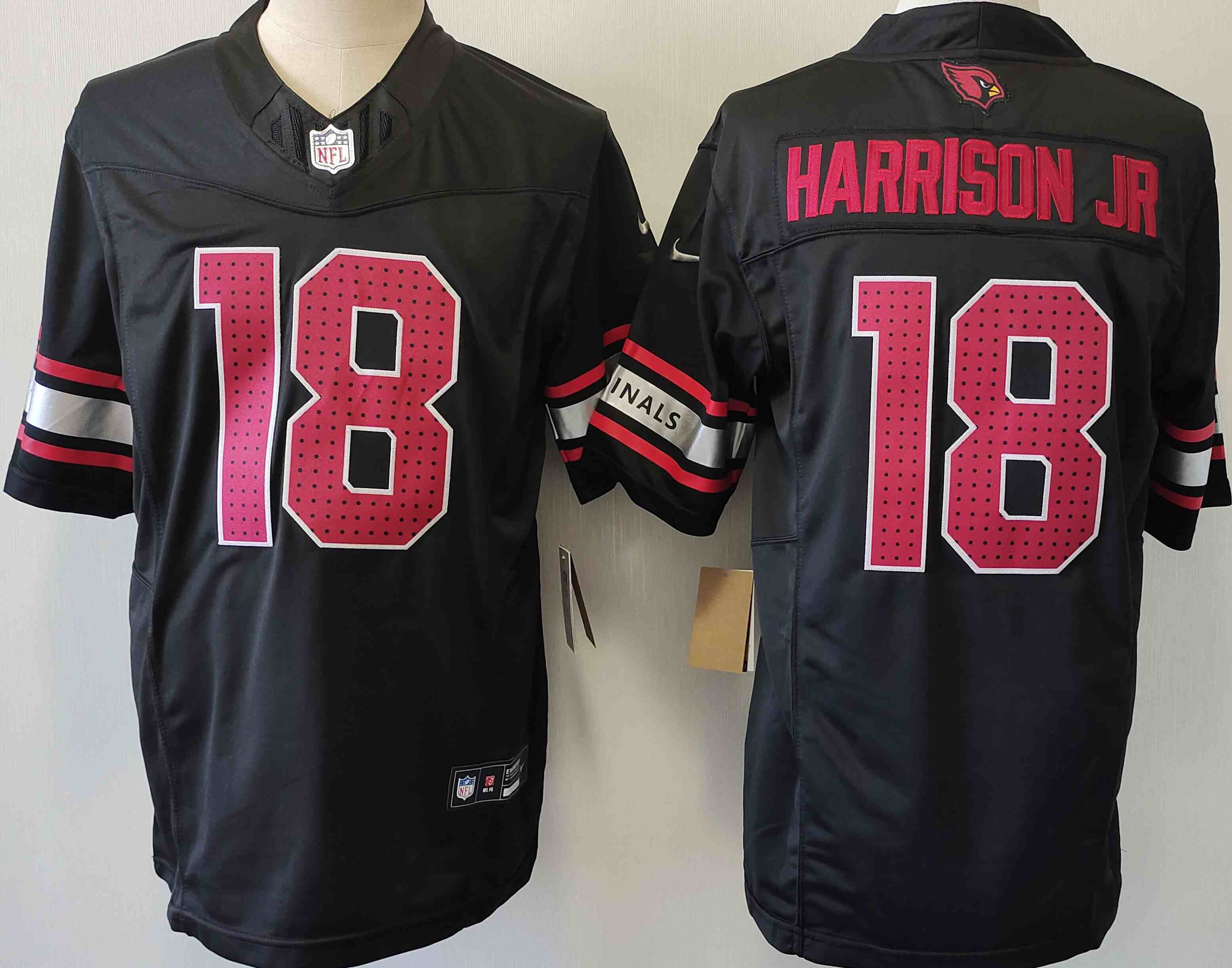 Men's Arizona Cardinals #18 Marvin Harrison Jr Black Draft F.U.S.E. Vapor Untouchable Limited Football Stitched Jersey