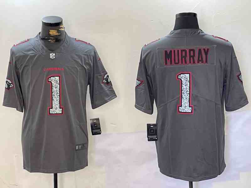Men's Arizona Cardinals #1 Kyler Murray Grey With Patch Atmosphere Fashion Stitched Jersey