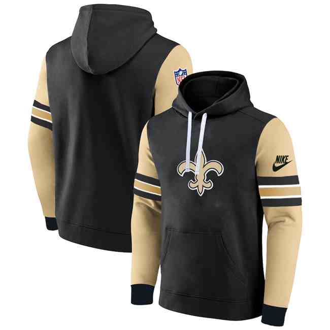 Men's New Orleans Saints Black Gold Pullover Hoodie