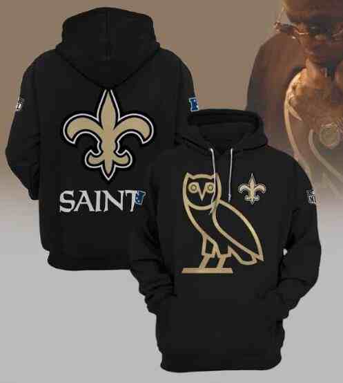 Men's New Orleans Saints OVO Stitched Black Hoodie