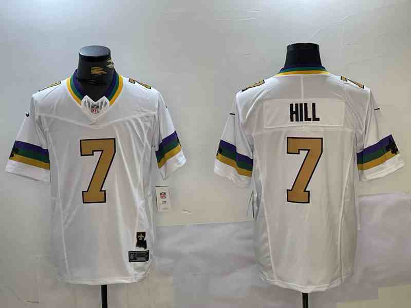 Men's New Orleans Saints #7 Taysom Hill White 2024 F.U.S.E. Vapor Limited Stitched Jersey