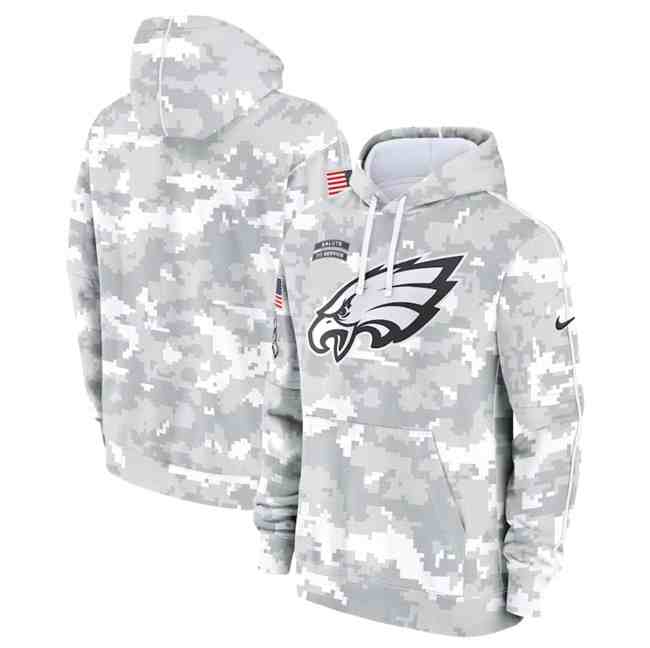 Men's Philadelphia Eagles 2024 Arctic Camo Salute To Service Club Fleece Pullover Hoodie