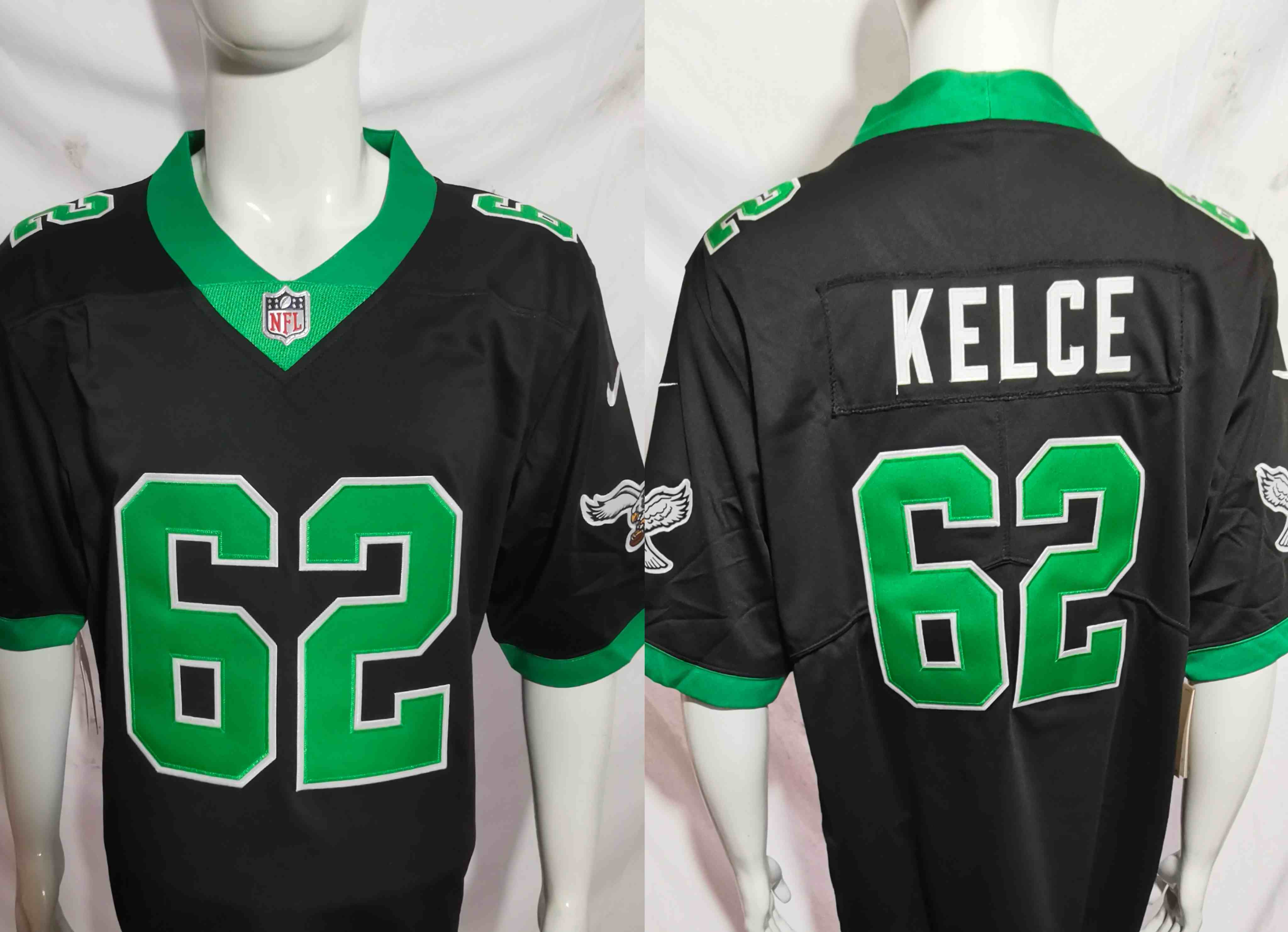 Men's Philadelphia Eagles #62  Jason Kelce Black Vapor Limited Throwback Stitched Jersey