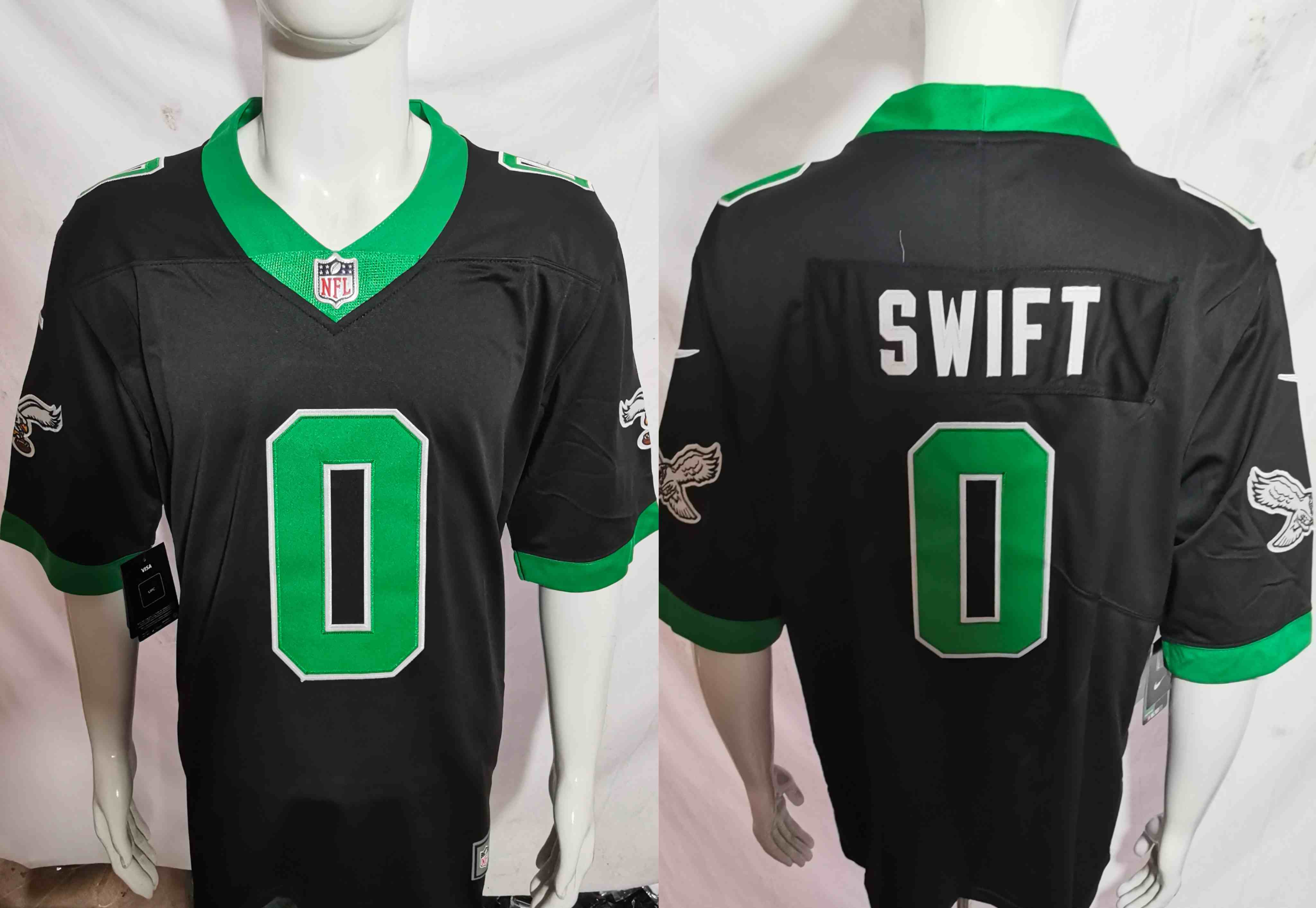 Men's Philadelphia Eagles #0  SWIFT Black Vapor Limited Throwback Stitched Jersey