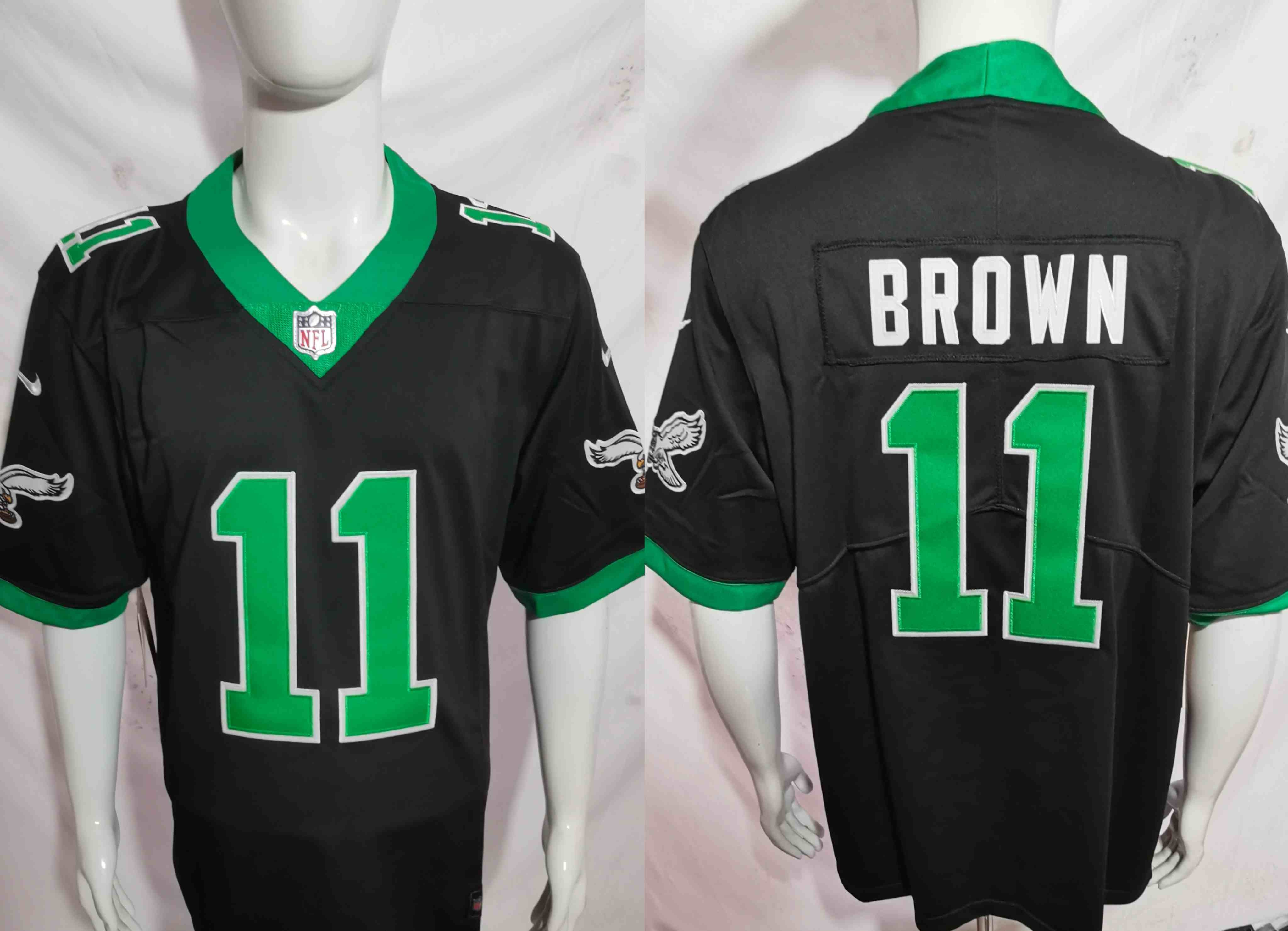 Men's Philadelphia Eagles #11 A. J. Brown Black Vapor Limited Throwback Stitched Jersey