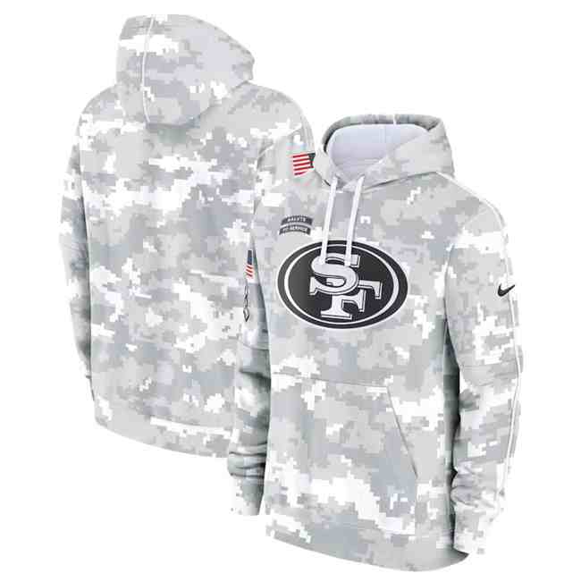 Men's San Francisco 49ers 2024 Arctic Camo Salute To Service Club Fleece Pullover Hoodie