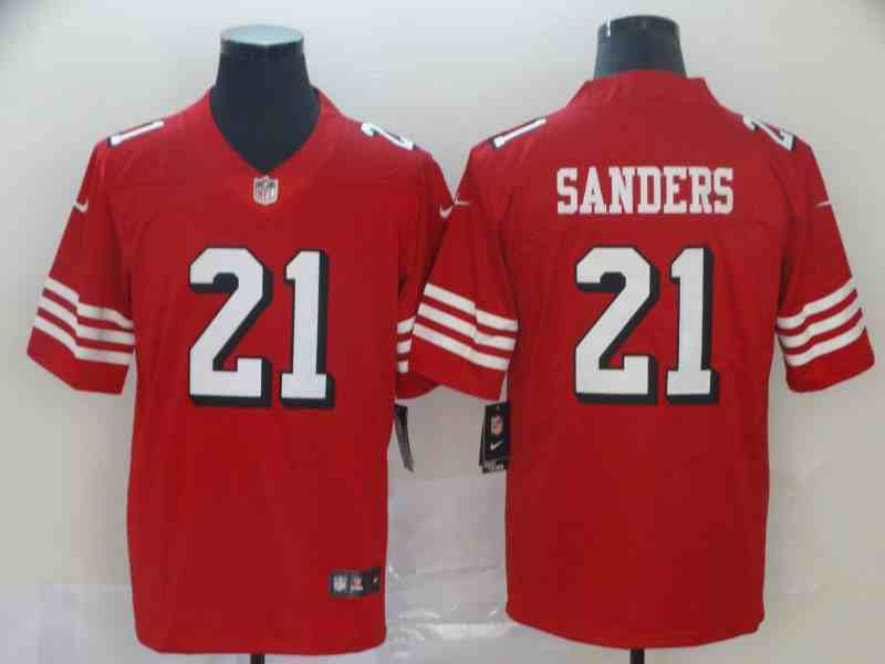 Men's San Francisco 49ers 21 Deion Sanders Throwback Red Jersey