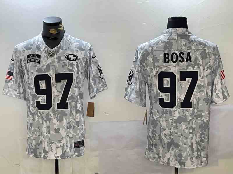 Men's San Francisco 49ers #97 Nick Bosa 2024 Arctic Camo Salute To Service Limited Stitched Football Jersey