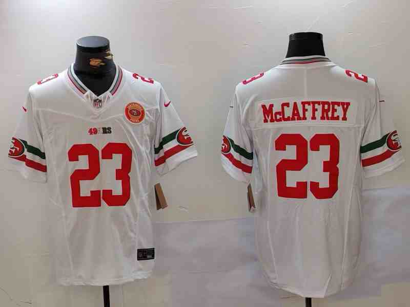 Men's San Francisco 49ers #23 Christian McCaffrey White F.U.S.E. Mexico Vapor Limited Stitched Football Jersey
