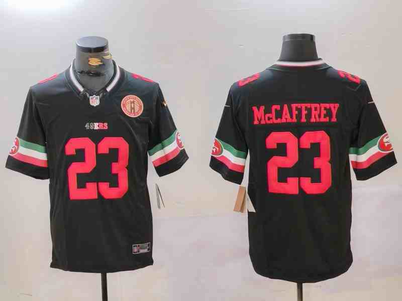 Men's San Francisco 49ers #23 Christian McCaffrey Black F.U.S.E. Mexico With Gate Bridge Patch Vapor Limited Stitched Football Jerseys