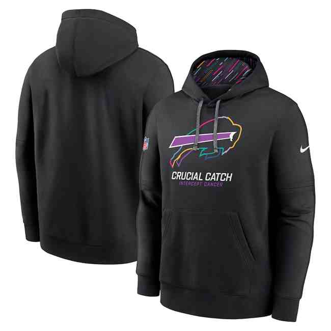 Men's Buffalo Bills Black 2024 Crucial Catch Club Pullover Hoodie