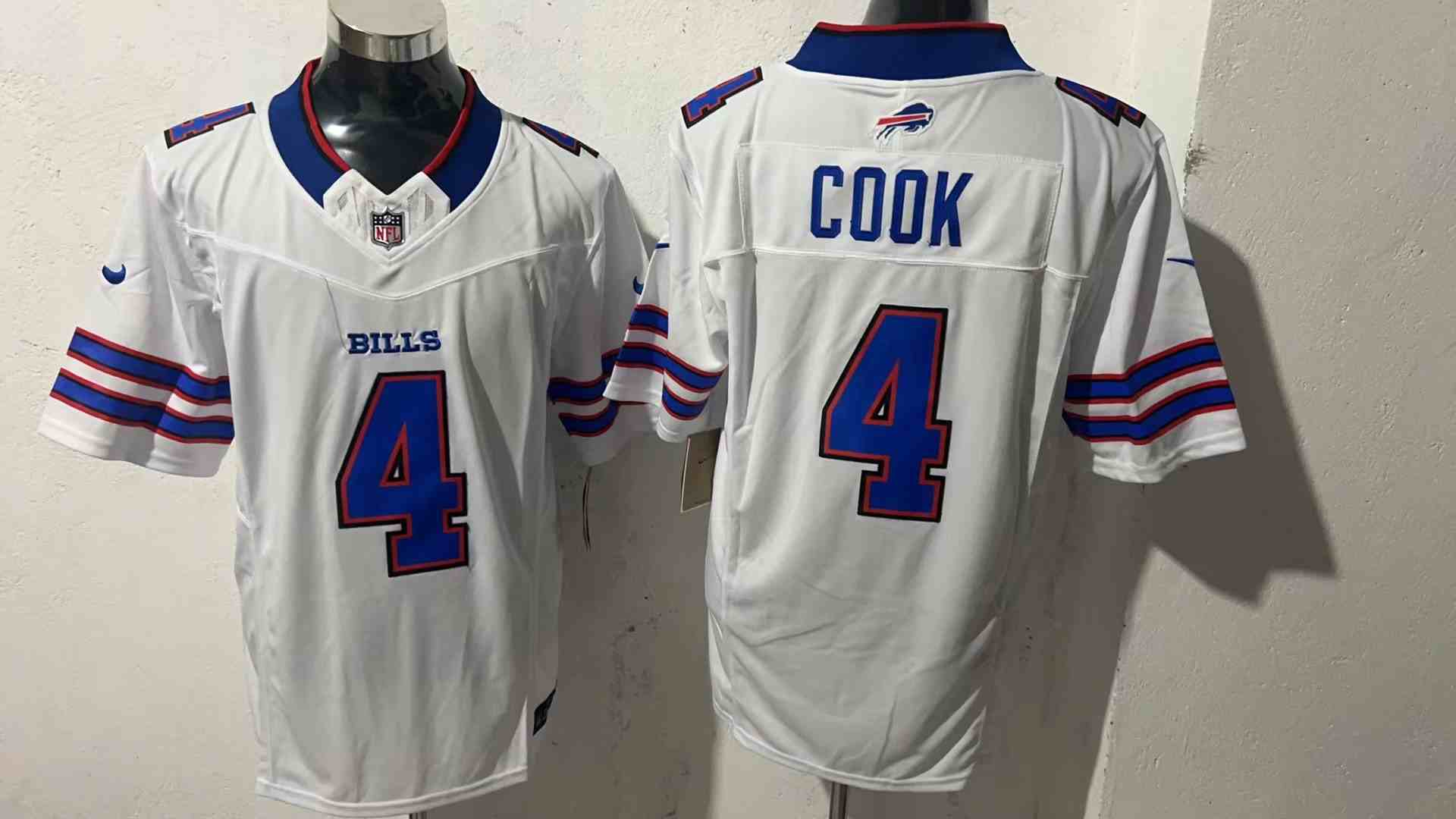 Men's Buffalo Bills #4 James Cook White 2024 Draft F.U.S.E. Vapor Untouchable Limited Football Stitched Jersey