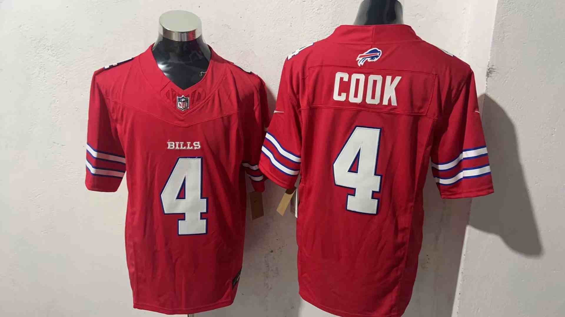 Men's Buffalo Bills #4 James Cook Red Limited Football Stitched Jersey