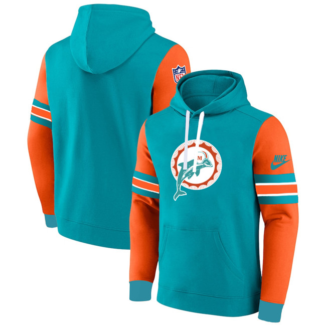 Men's Miami Dolphins Aqua Orange Pullover Hoodie