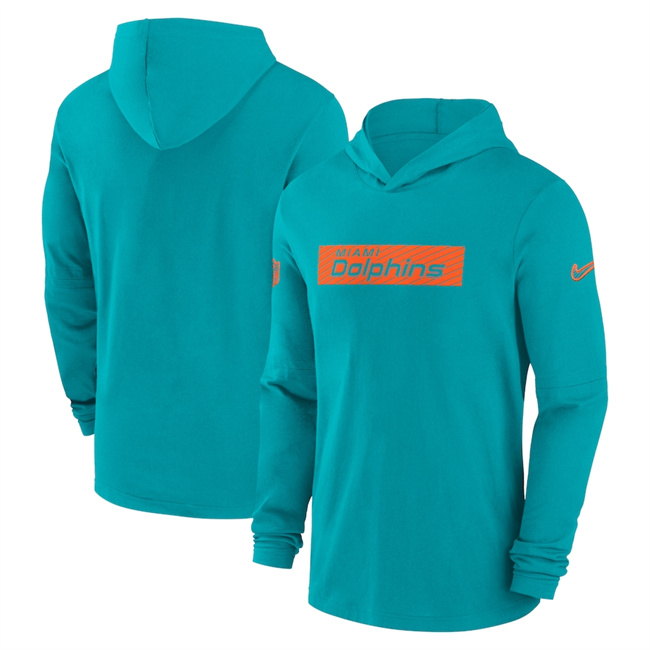 Men's Miami Dolphins Aqua Performance Pullover  Hoodie