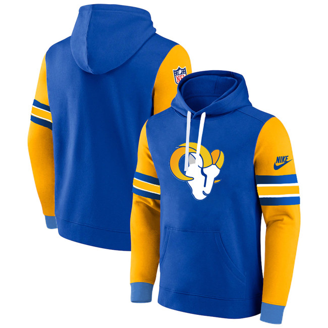 Men's Los Angeles Rams Blue Yellow Pullover Hoodie