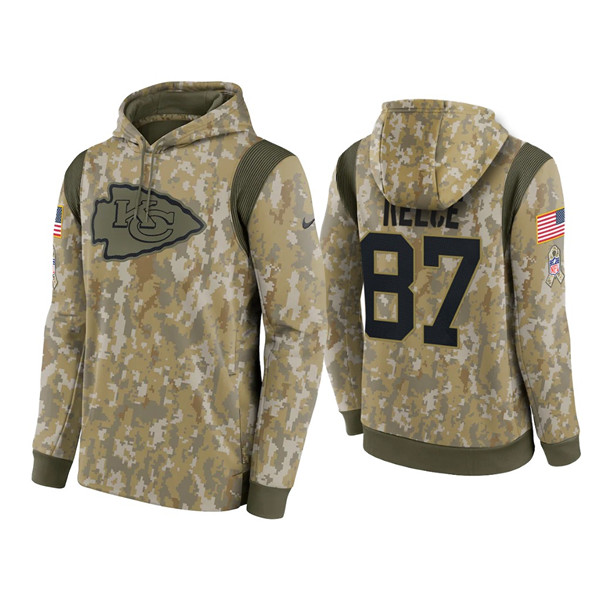 Men's Kansas City Chiefs #15 Patrick Mahomes Camo 2021 Salute To Service Therma Performance Pullover  Hoodie