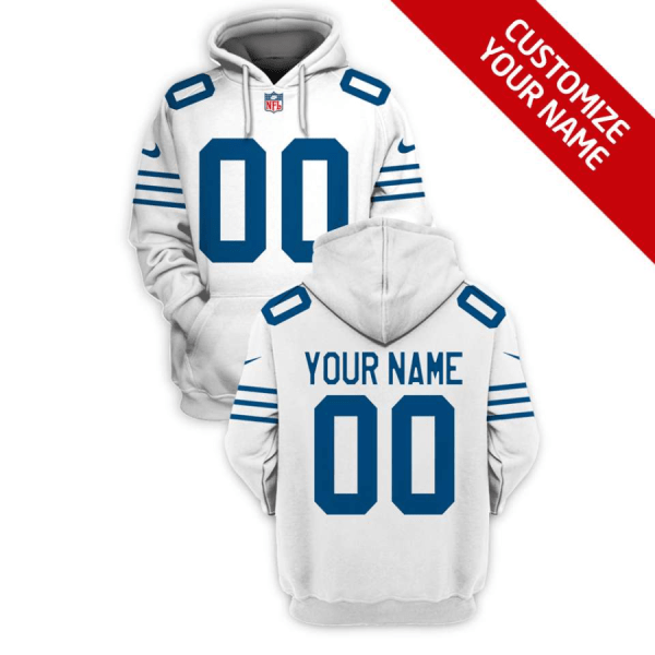 Men's Indianapolis Colts Active Player Custom 2021 White Pullover Hoodie