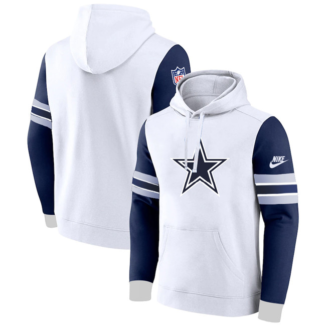Men's Dallas Cowboys White Navy Pullover  Hoodie