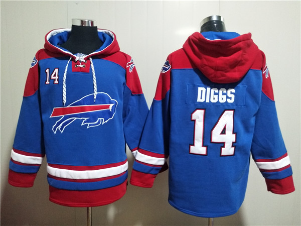 Men's Buffalo Bills #14 Stefon Diggs Red Blue Ageless Must-Have Lace-Up Pullover Hoodie
