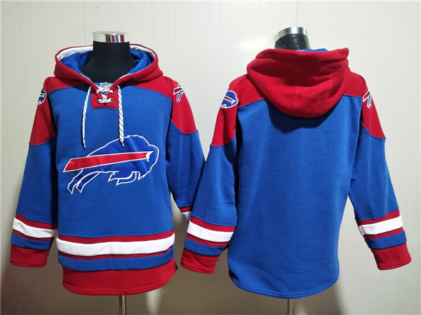 Men's Buffalo Bills Blank Red Blue Ageless Must-Have Lace-Up Pullover Hoodie