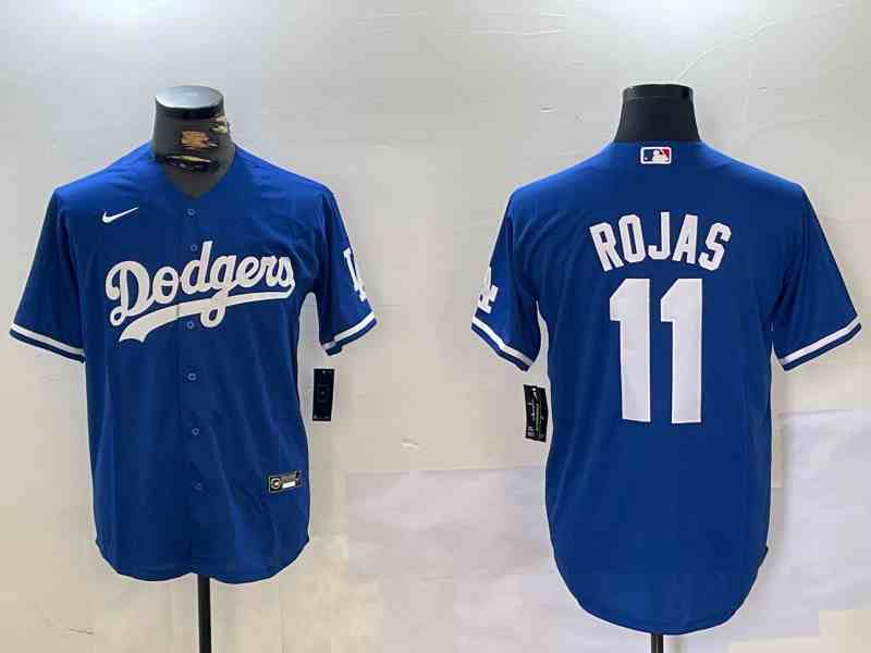 Men's Los Angeles Dodgers #11 Miguel Rojas Blue Cool Base Stitched Jersey