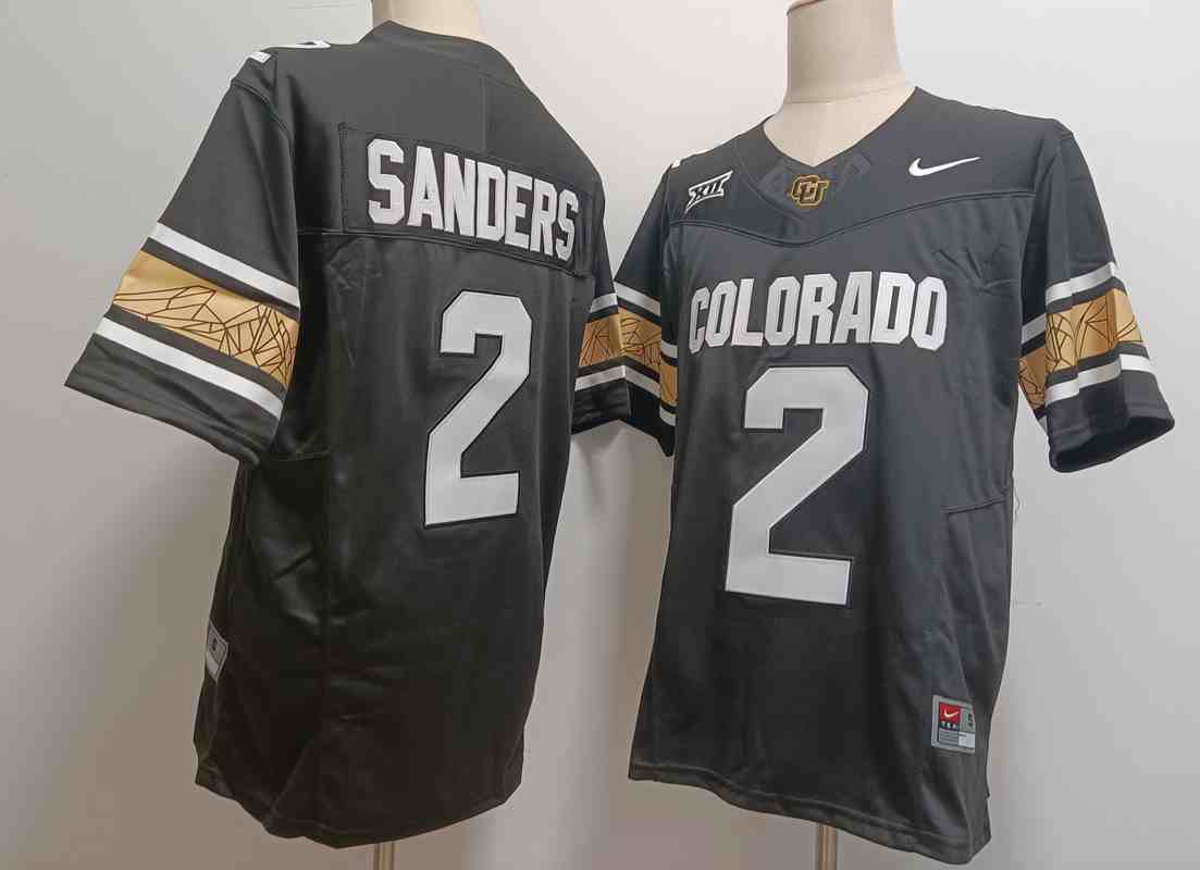 Men's Colorado Buffaloes #2 Shedeur Sanders Black Gold With XII Patch FUSE Vapor Stitched Jersey