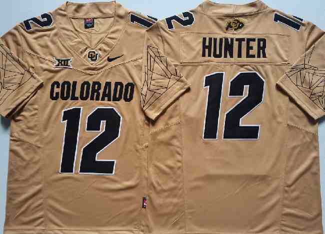 Men's Colorado Buffaloes #12 Travis Hunter Brown 2024 With Big 12 XII Patch 2024 F.U.S.E Stitched Football Jersey