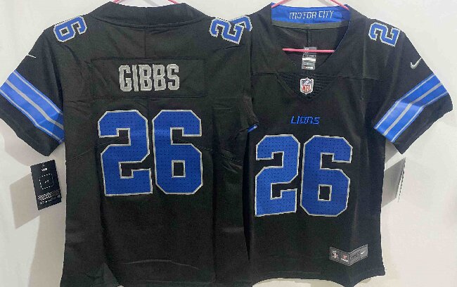 Women's Detroit Lions #26 Jahmyr Gibbs  Black Vapor Untouchable Limited Stitched Jersey