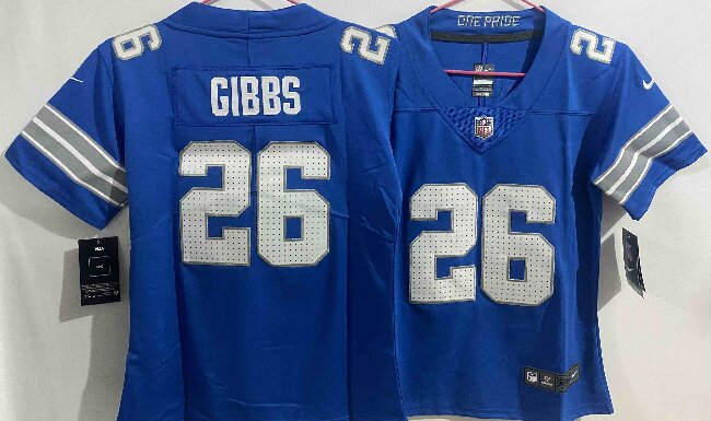 Women's Detroit Lions #26 Jahmyr Gibbs  Blue Vapor Untouchable Limited Stitched Jersey