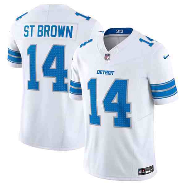 Women's Detroit Lions #14 Amon-Ra St. Brown White 2024 F.U.S.E. Vapor Limited Stitched Jersey